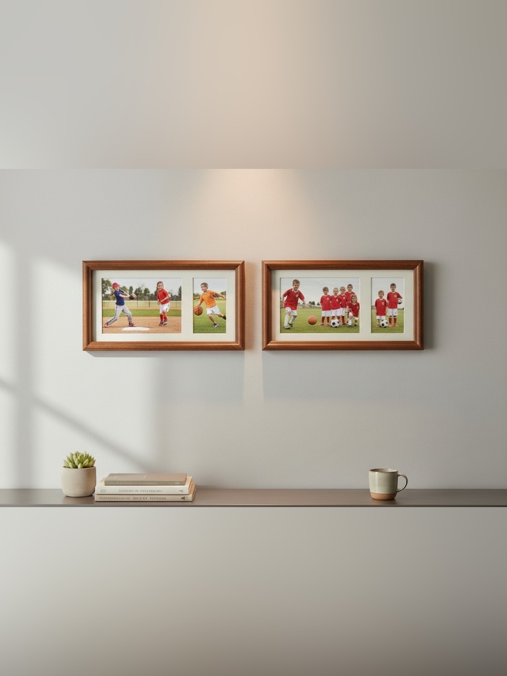 Wood Collage Gallery Picture Photo Frame - Sports School Pictures 12x6”